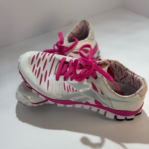 Reebok White and Pink Ribbon Athletic Shoes